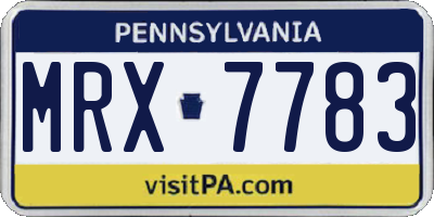 PA license plate MRX7783