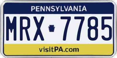 PA license plate MRX7785