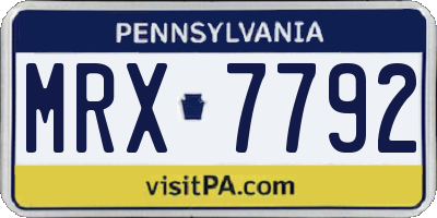 PA license plate MRX7792