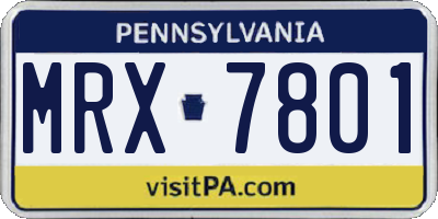 PA license plate MRX7801