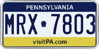 PA license plate MRX7803