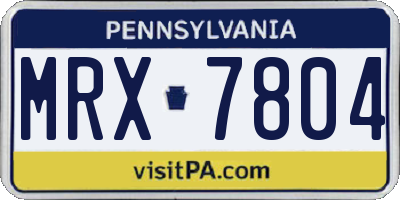 PA license plate MRX7804