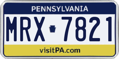PA license plate MRX7821