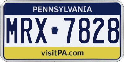 PA license plate MRX7828