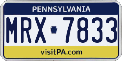 PA license plate MRX7833