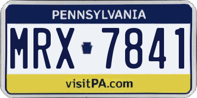 PA license plate MRX7841