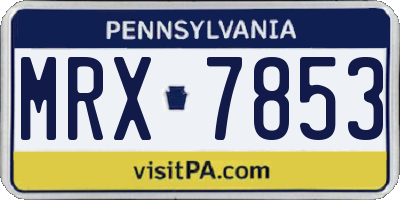 PA license plate MRX7853