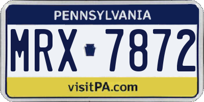 PA license plate MRX7872