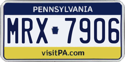 PA license plate MRX7906