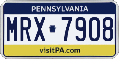PA license plate MRX7908