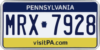 PA license plate MRX7928