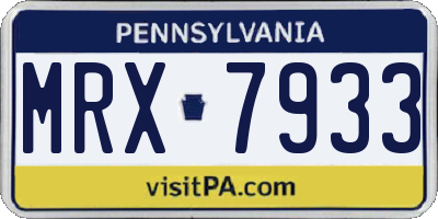 PA license plate MRX7933