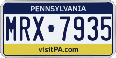 PA license plate MRX7935