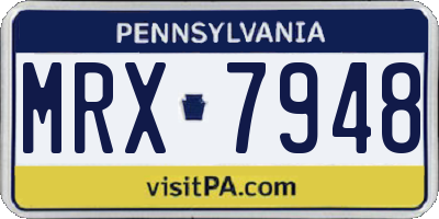 PA license plate MRX7948