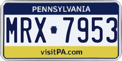 PA license plate MRX7953