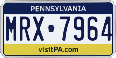 PA license plate MRX7964