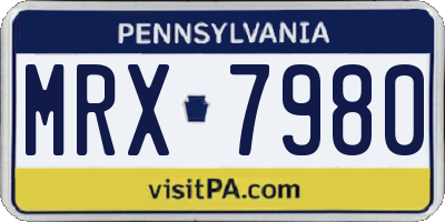 PA license plate MRX7980