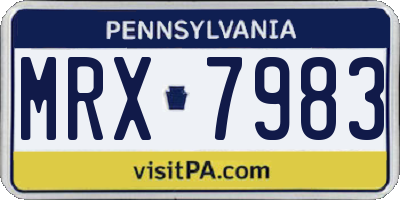 PA license plate MRX7983