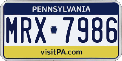 PA license plate MRX7986