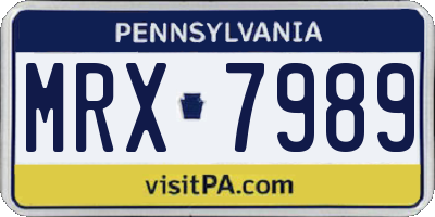 PA license plate MRX7989