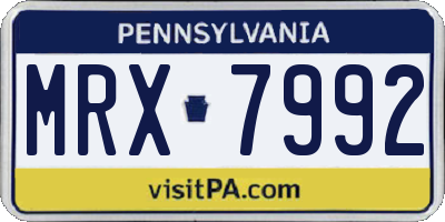 PA license plate MRX7992