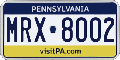 PA license plate MRX8002
