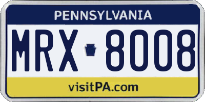 PA license plate MRX8008