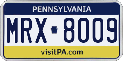 PA license plate MRX8009