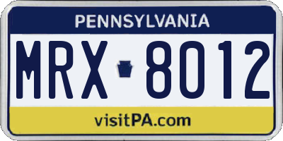 PA license plate MRX8012