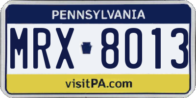 PA license plate MRX8013