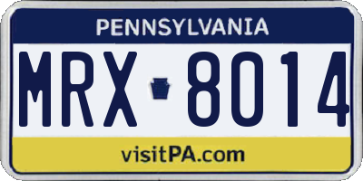 PA license plate MRX8014
