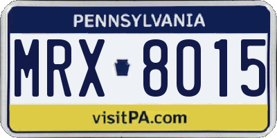 PA license plate MRX8015