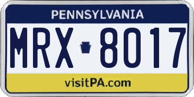 PA license plate MRX8017