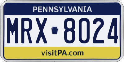 PA license plate MRX8024
