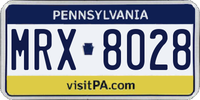 PA license plate MRX8028