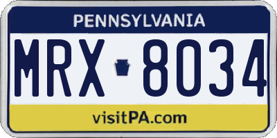 PA license plate MRX8034