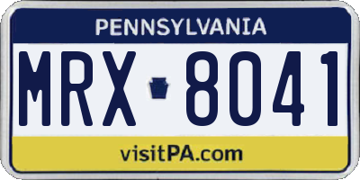 PA license plate MRX8041