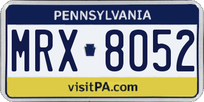 PA license plate MRX8052