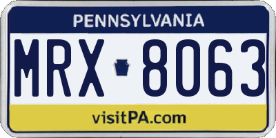 PA license plate MRX8063