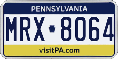PA license plate MRX8064
