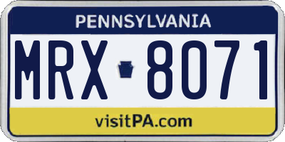 PA license plate MRX8071