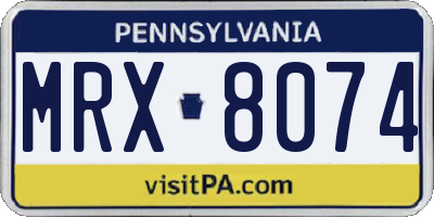 PA license plate MRX8074