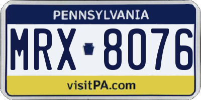 PA license plate MRX8076