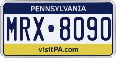 PA license plate MRX8090