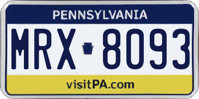 PA license plate MRX8093