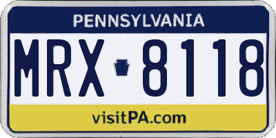 PA license plate MRX8118