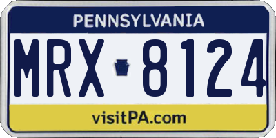PA license plate MRX8124