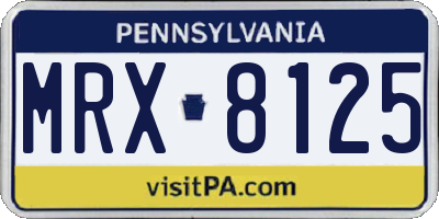 PA license plate MRX8125