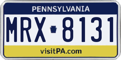 PA license plate MRX8131