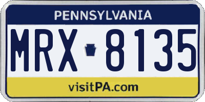 PA license plate MRX8135